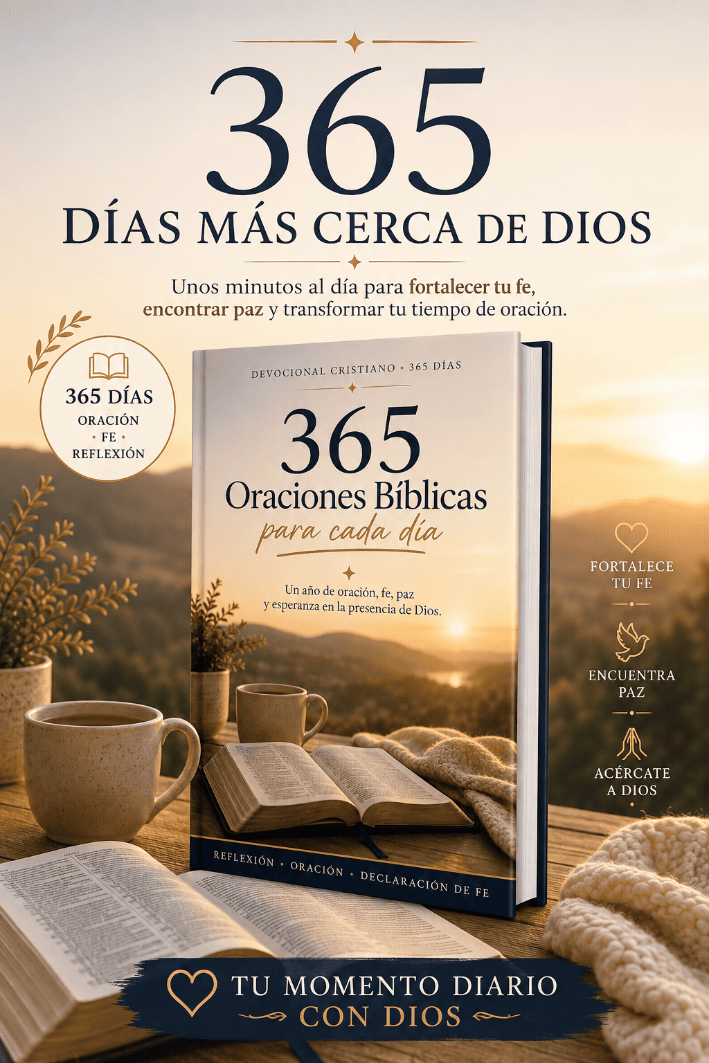 365 Oraciones Bíblicas para Cada Día  Un año para fortalecer tu fe, encontrar paz y acercarte a Dios.